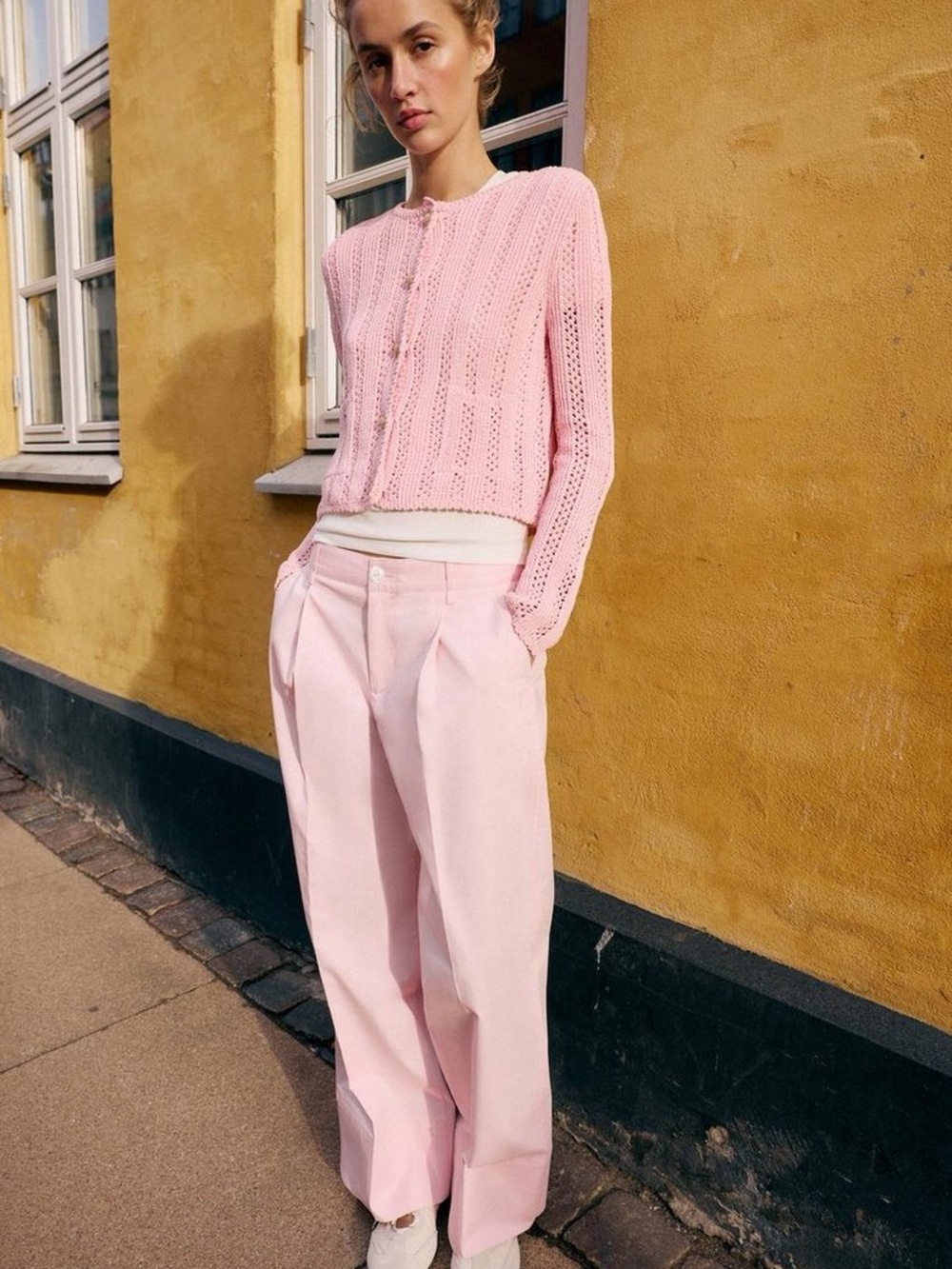 Zara pleated chino pants rose pink 2591/713/620